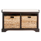 Banc de rangement tissé marron Euphemia - 34Lx16Px20H