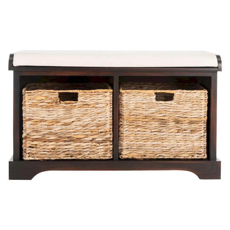 Banc de rangement tissé marron Euphemia - 34Lx16Px20H