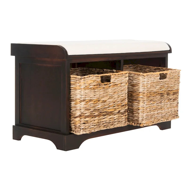 Banc de rangement tissé marron Euphemia - 34Lx16Px20H