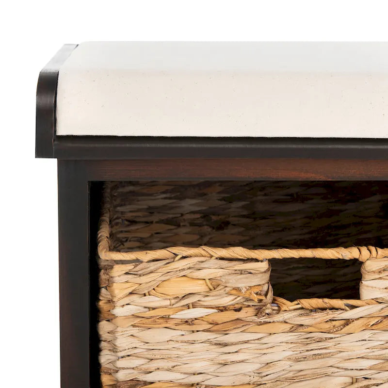 Banc de rangement tissé marron Euphemia - 34Lx16Px20H