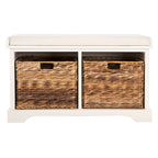 Banc de rangement tissé marron Euphemia - 34Lx16Px20H