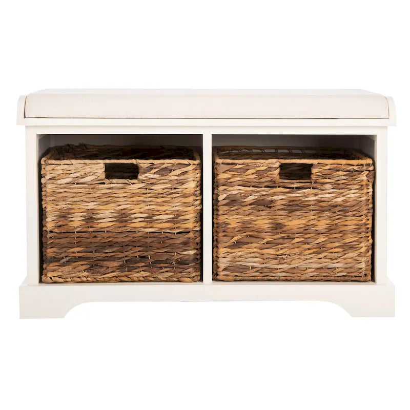 Banc de rangement tissé marron Euphemia - 34Lx16Px20H