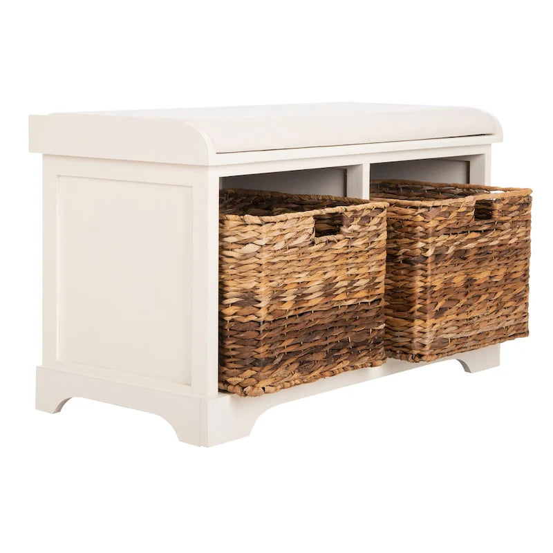 Banc de rangement tissé marron Euphemia - 34Lx16Px20H