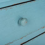 Commode de rangement Leanna bleue vieillie à 3 tiroirs