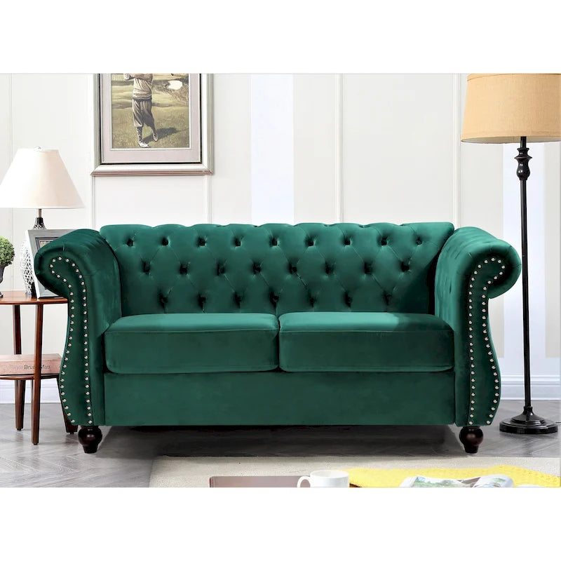 Causeuse en velours Chesterfield