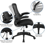 Chaise de bureau ergonomique pivotante en maille à dossier mi-haut avec accoudoirs relevables