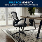 Chaise de bureau ergonomique pivotante en maille à dossier mi-haut avec accoudoirs relevables