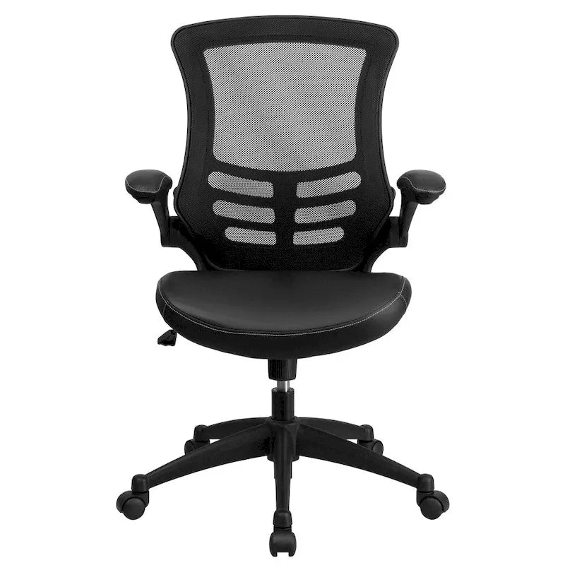 Chaise de bureau ergonomique pivotante en maille à dossier mi-haut avec accoudoirs relevables