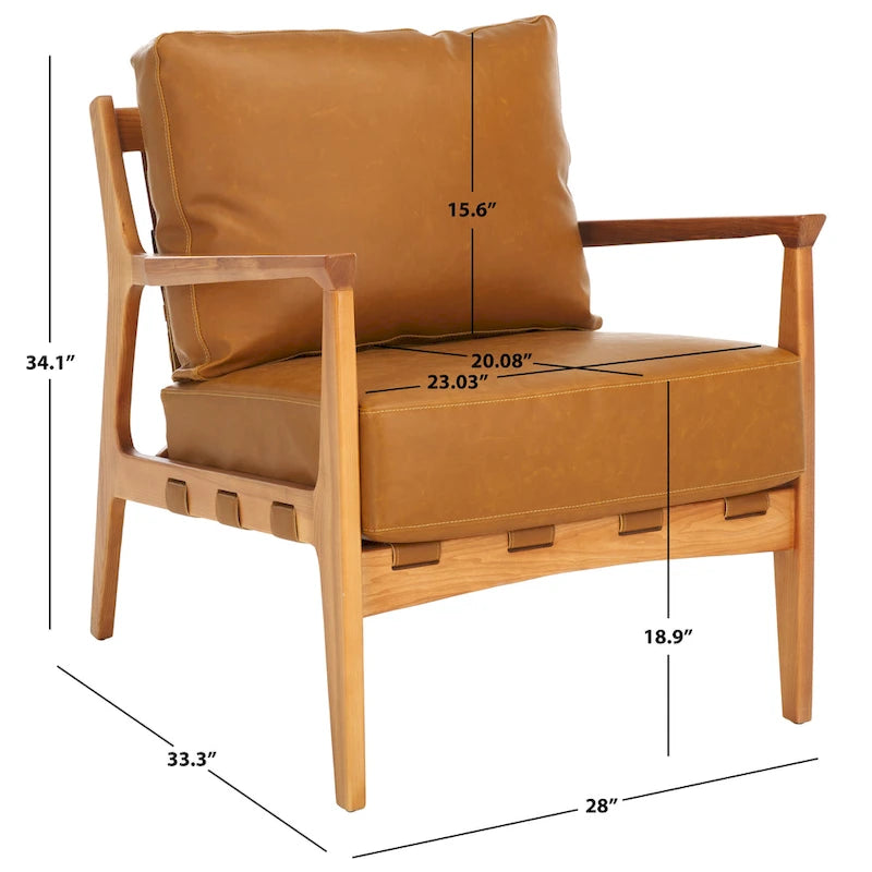 Fauteuil d'appoint Donie en bois massif avec coussin (entièrement assemblé) – 71 cm (L) x 84 cm (P) x 86 cm (H)