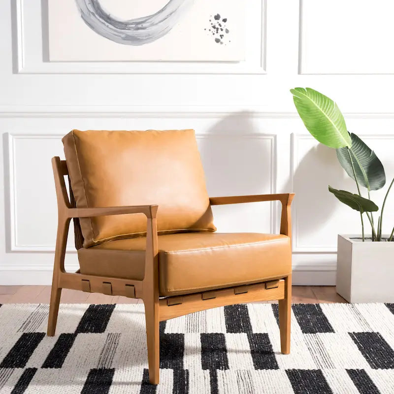 Fauteuil d'appoint Donie en bois massif avec coussin (entièrement assemblé) – 71 cm (L) x 84 cm (P) x 86 cm (H)
