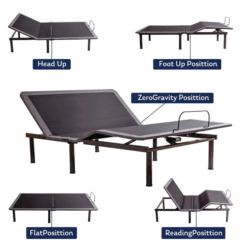 Sommier articulé, Inclinaison tête et pieds, Télécommande sans fil, Sommier réglable Zéro Gravité