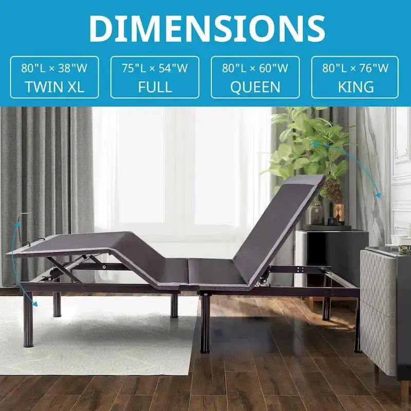 Sommier articulé, Inclinaison tête et pieds, Télécommande sans fil, Sommier réglable Zéro Gravité
