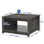 Table basse de ferme avec rangement pour salon, table basse carrée
