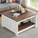 Table basse de ferme avec rangement pour salon, table basse carrée