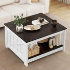 Table basse de ferme avec rangement pour salon, table basse carrée