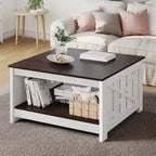 Table basse de ferme avec rangement pour salon, table basse carrée