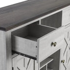 Meuble à vin moderne avec porte en X et porte-bouteilles intégré de 119 cm de largeur