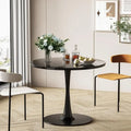 Table de cuisine ou de salle à manger ronde de style Mid-Century avec plateau en MDF de qualité supérieure et pied central en acier.