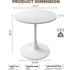 Table de cuisine ou de salle à manger ronde de style Mid-Century avec plateau en MDF de qualité supérieure et pied central en acier.