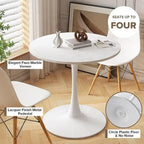 Table de cuisine ou de salle à manger ronde de style Mid-Century avec plateau en MDF de qualité supérieure et pied central en acier.