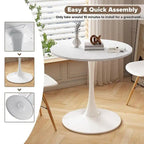 Table de cuisine ou de salle à manger ronde de style Mid-Century avec plateau en MDF de qualité supérieure et pied central en acier.