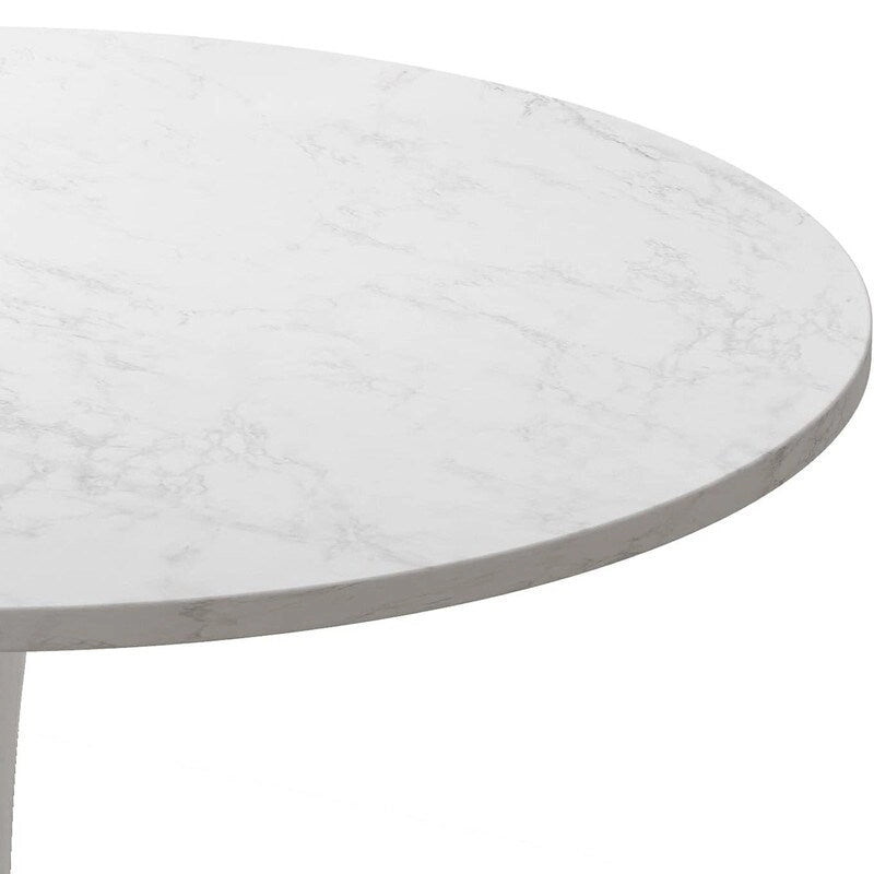 Table de cuisine ou de salle à manger ronde de style Mid-Century avec plateau en MDF de qualité supérieure et pied central en acier.