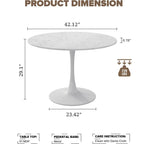 Table de cuisine ou de salle à manger ronde de style Mid-Century avec plateau en MDF de qualité supérieure et pied central en acier.