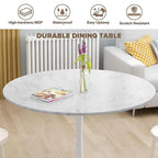 Table de cuisine ou de salle à manger ronde de style Mid-Century avec plateau en MDF de qualité supérieure et pied central en acier.
