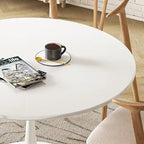 Table de cuisine ou de salle à manger ronde de style Mid-Century avec plateau en MDF de qualité supérieure et pied central en acier.