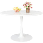 Table de cuisine ou de salle à manger ronde de style Mid-Century avec plateau en MDF de qualité supérieure et pied central en acier.