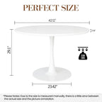 Table de cuisine ou de salle à manger ronde de style Mid-Century avec plateau en MDF de qualité supérieure et pied central en acier.
