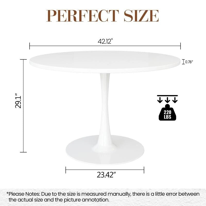 Table de cuisine ou de salle à manger ronde de style Mid-Century avec plateau en MDF de qualité supérieure et pied central en acier.