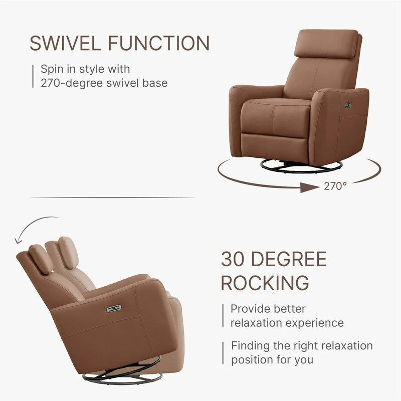 Fauteuil d'allaitement inclinable, pivotant et berçant à commande électrique
