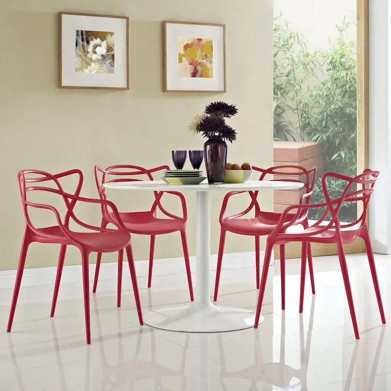 Chaises en plastique intriquées, lot de 4