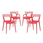 Chaises en plastique intriquées, lot de 4