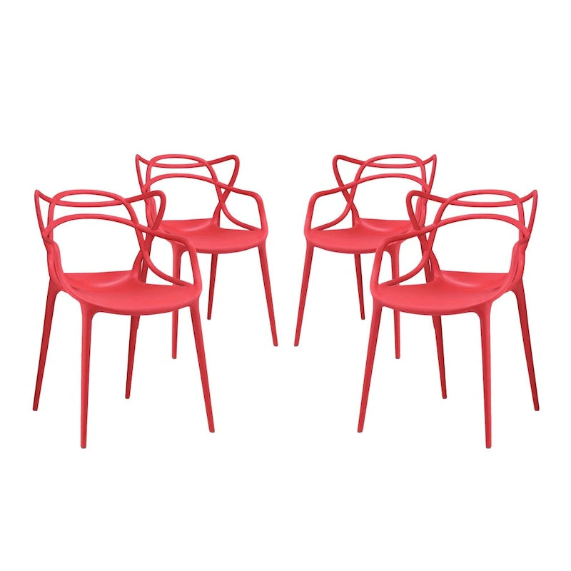 Chaises en plastique intriquées, lot de 4