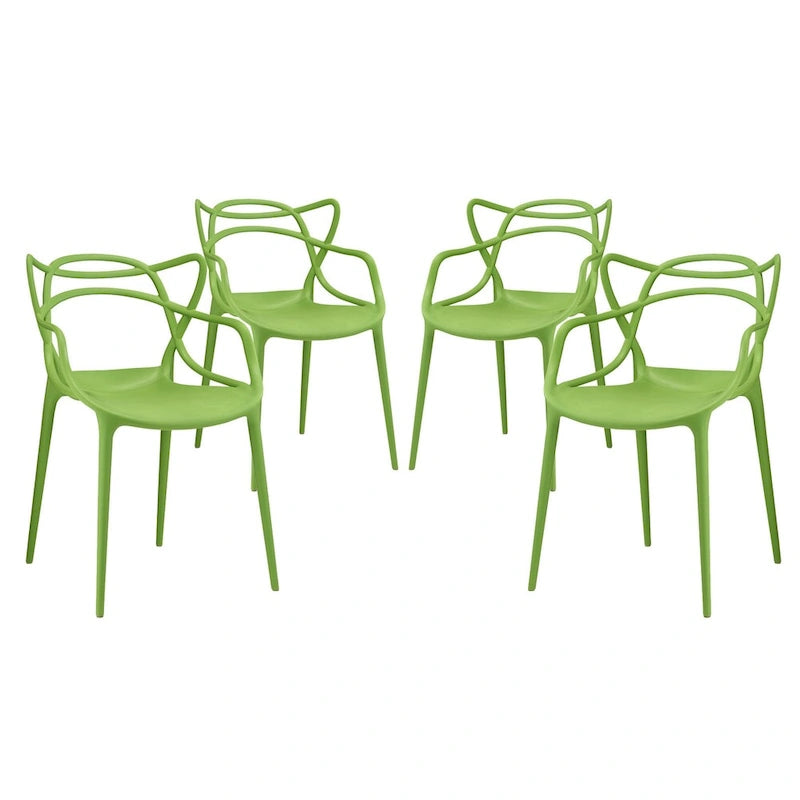 Chaises en plastique intriquées, lot de 4