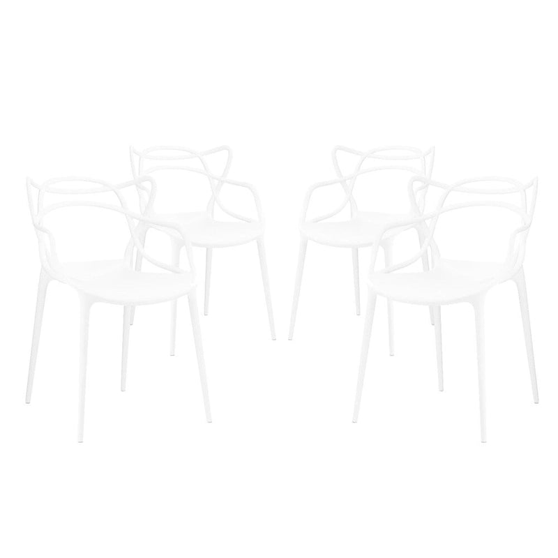 Chaises en plastique intriquées, lot de 4
