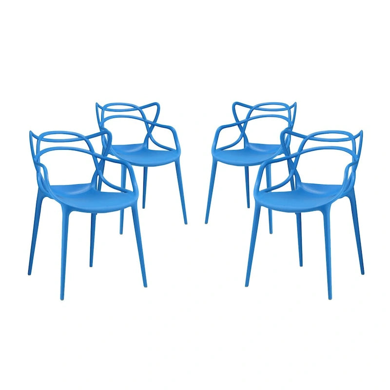 Chaises en plastique intriquées, lot de 4
