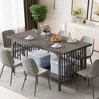 Grande table de cuisine à manger de 70 pouces pour 6 à 8 personnes, table de cuisine de style ferme industriel avec étagère de rangement
