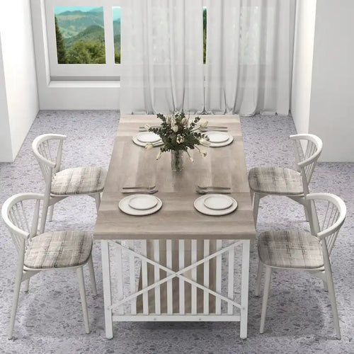 Grande table de cuisine à manger de 70 pouces pour 6 à 8 personnes, table de cuisine de style ferme industriel avec étagère de rangement
