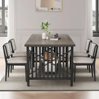Grande table de cuisine à manger de 70 pouces pour 6 à 8 personnes, table de cuisine de style ferme industriel avec étagère de rangement